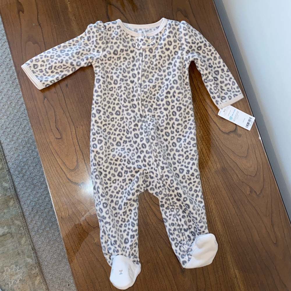 Carter's White and Gray Animal Print Footie